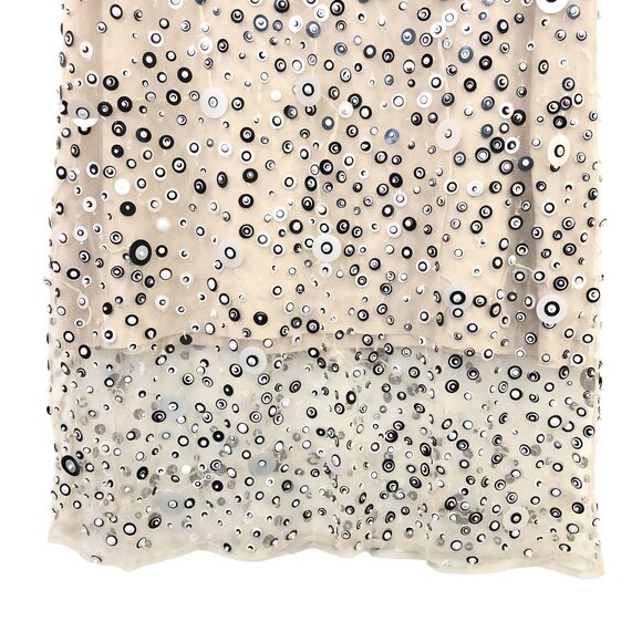 Alice + Olivia XS Beige Sleeveless Beaded Sequin Mini Dress Sheer Back Zipper - Picture 6 of 9